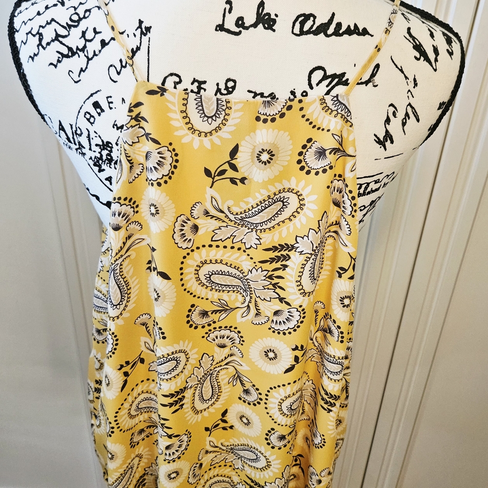 LOFT Yellow Paisley Sleeveless Tank Top - Picture 2 of 3